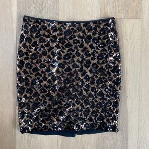 Sequin leopard pencil skirt from Cache size 6